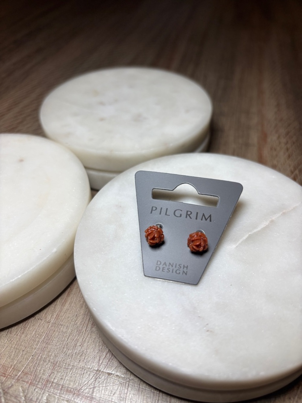 139 Pilgrim Coral Rosebud Stud Earrings